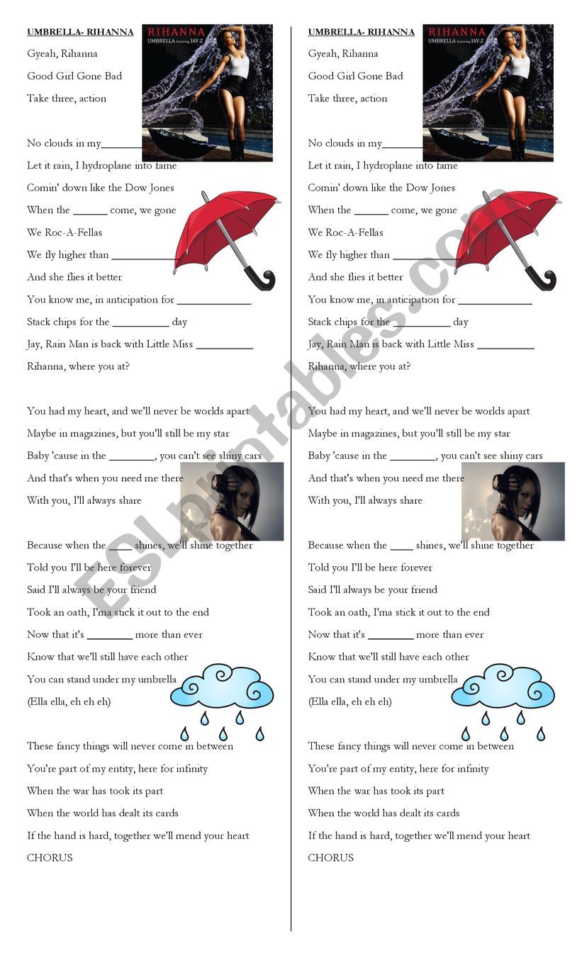 UMBRELLA worksheet