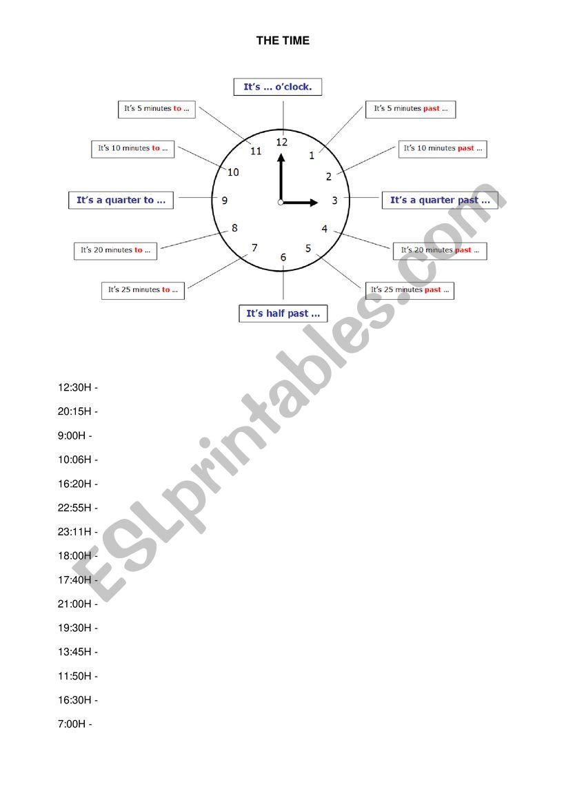 The Time worksheet