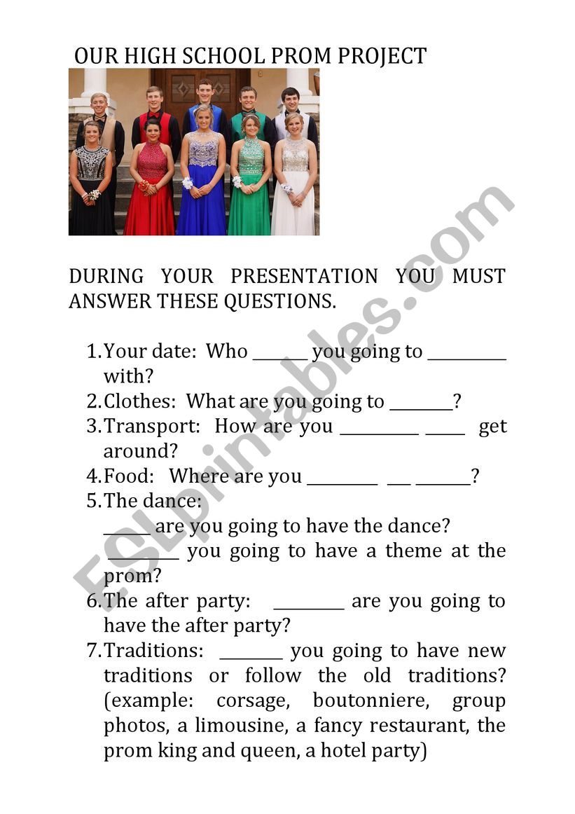 Prom project worksheet
