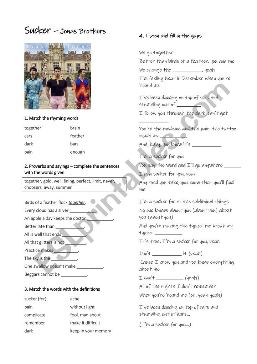 Jonas_Brothers_Sucker worksheet