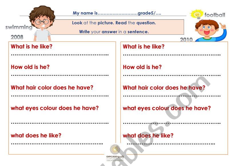 Describing people worksheet