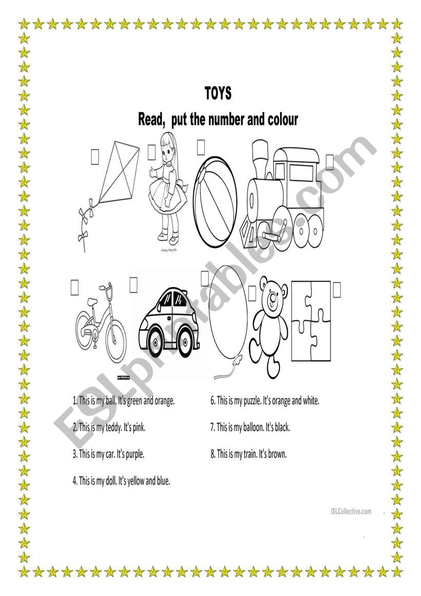 toys colouring worksheet