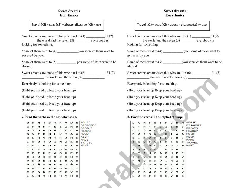 Sweet Dtreams  worksheet