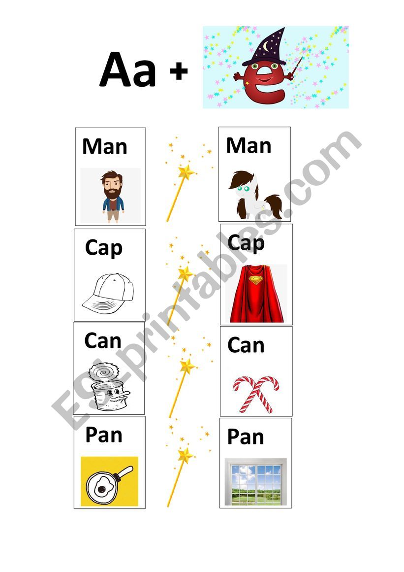 Magic E craft (letter A) worksheet