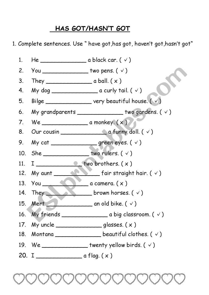 Has Got Grammar Practice worksheet