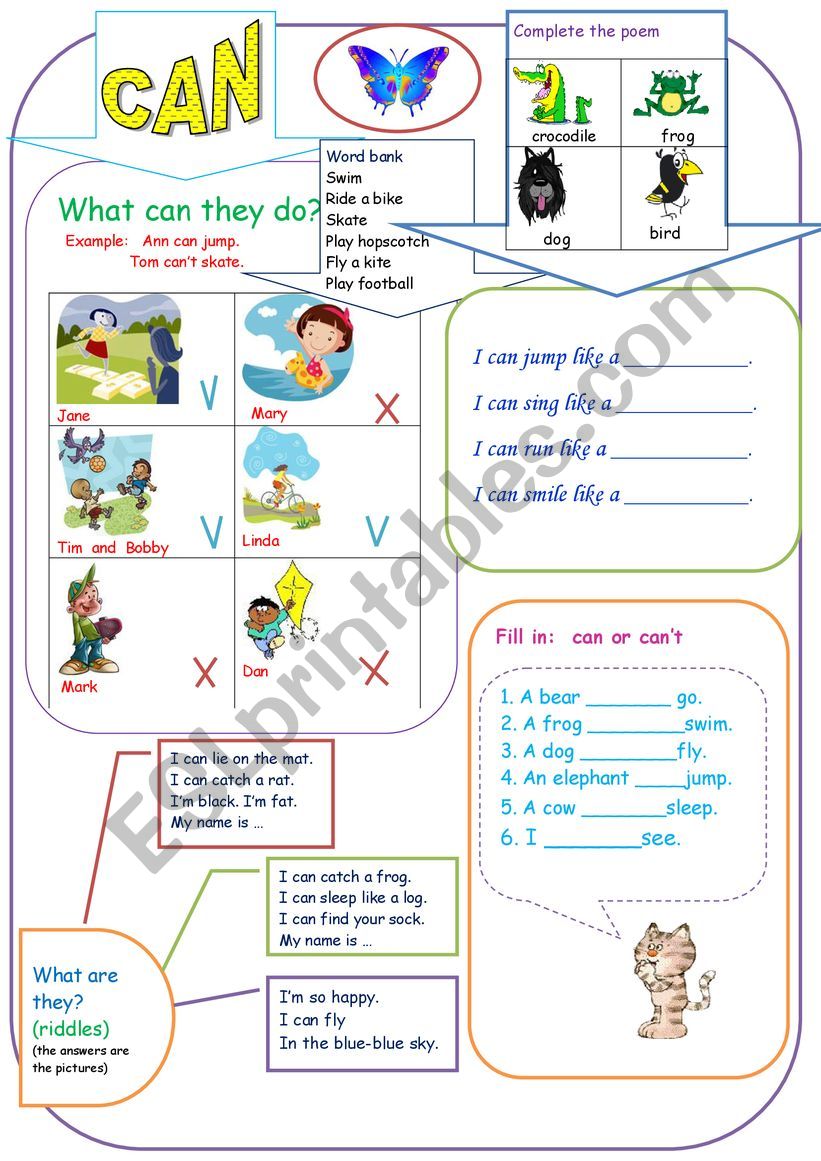 can for kids worksheet