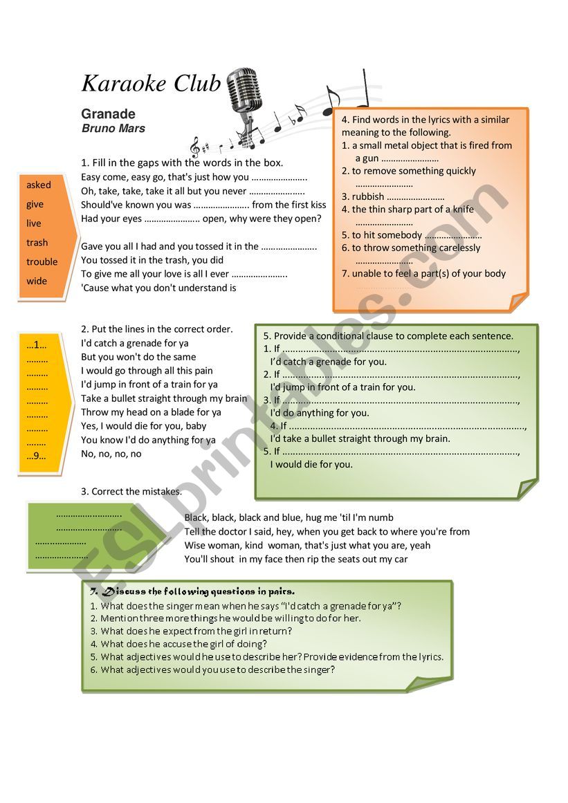 Bruna Mars_Granade_Worksheet worksheet