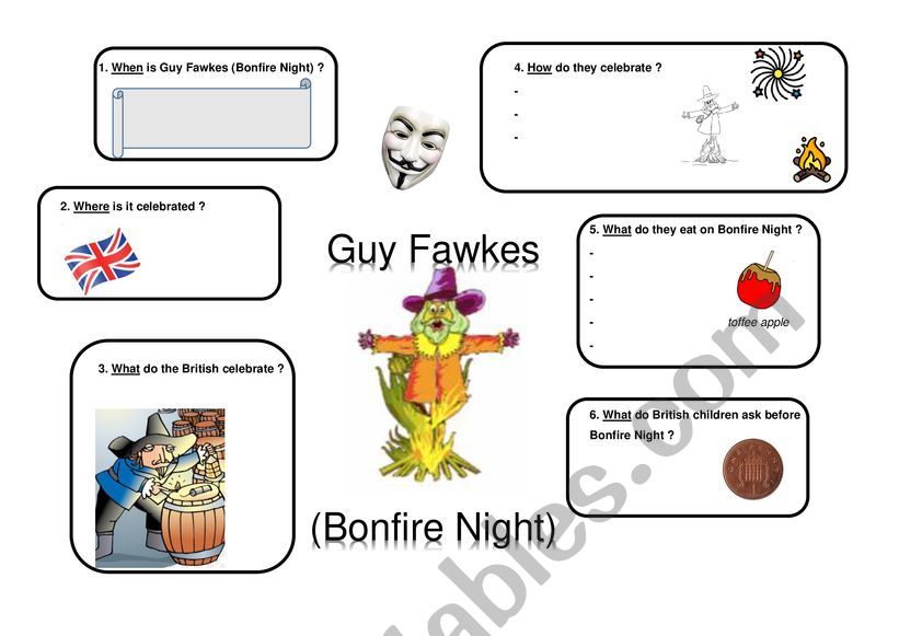 GUY FAWKES MIND MAP worksheet