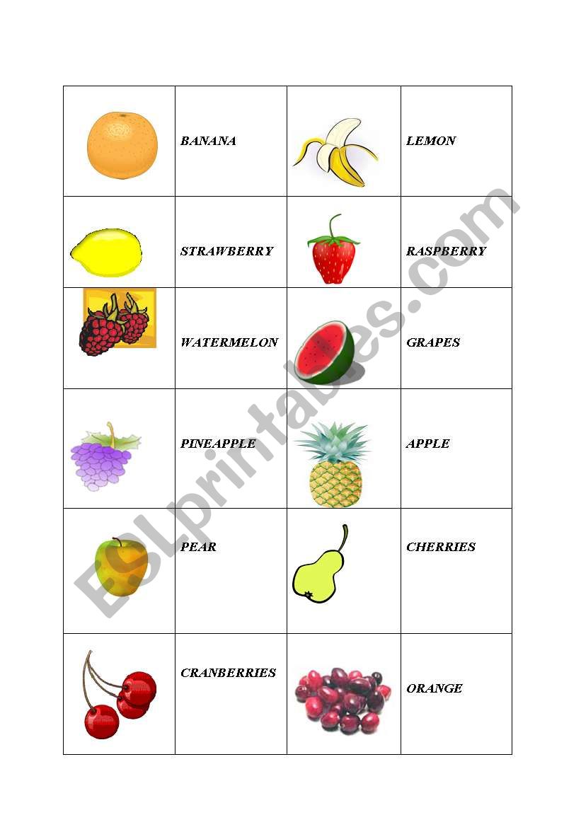 FRUIT DOMINO worksheet