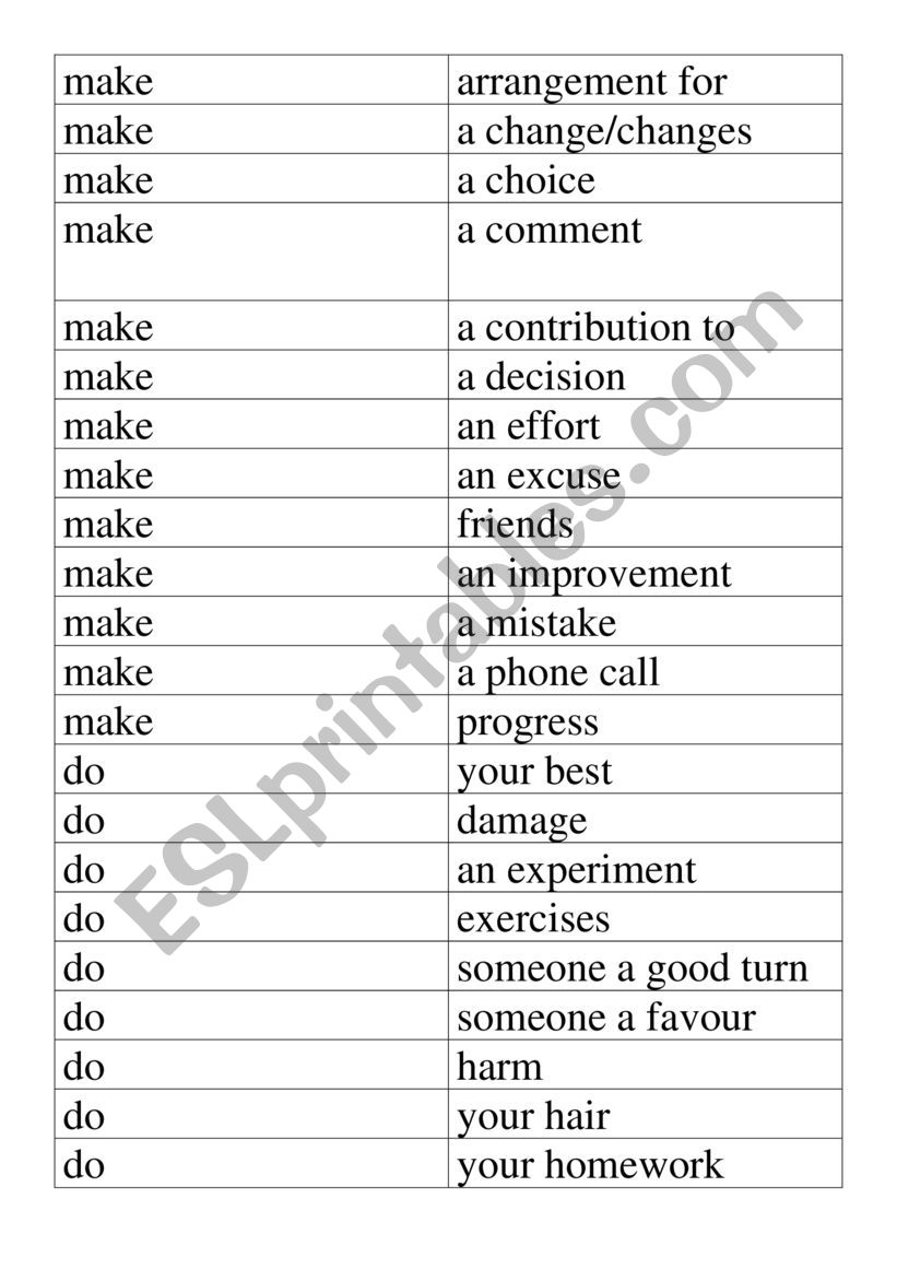 Collocations worksheet