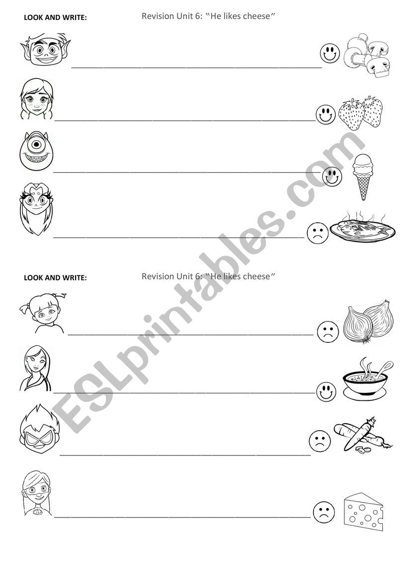 Likes/dislikes - He/She worksheet