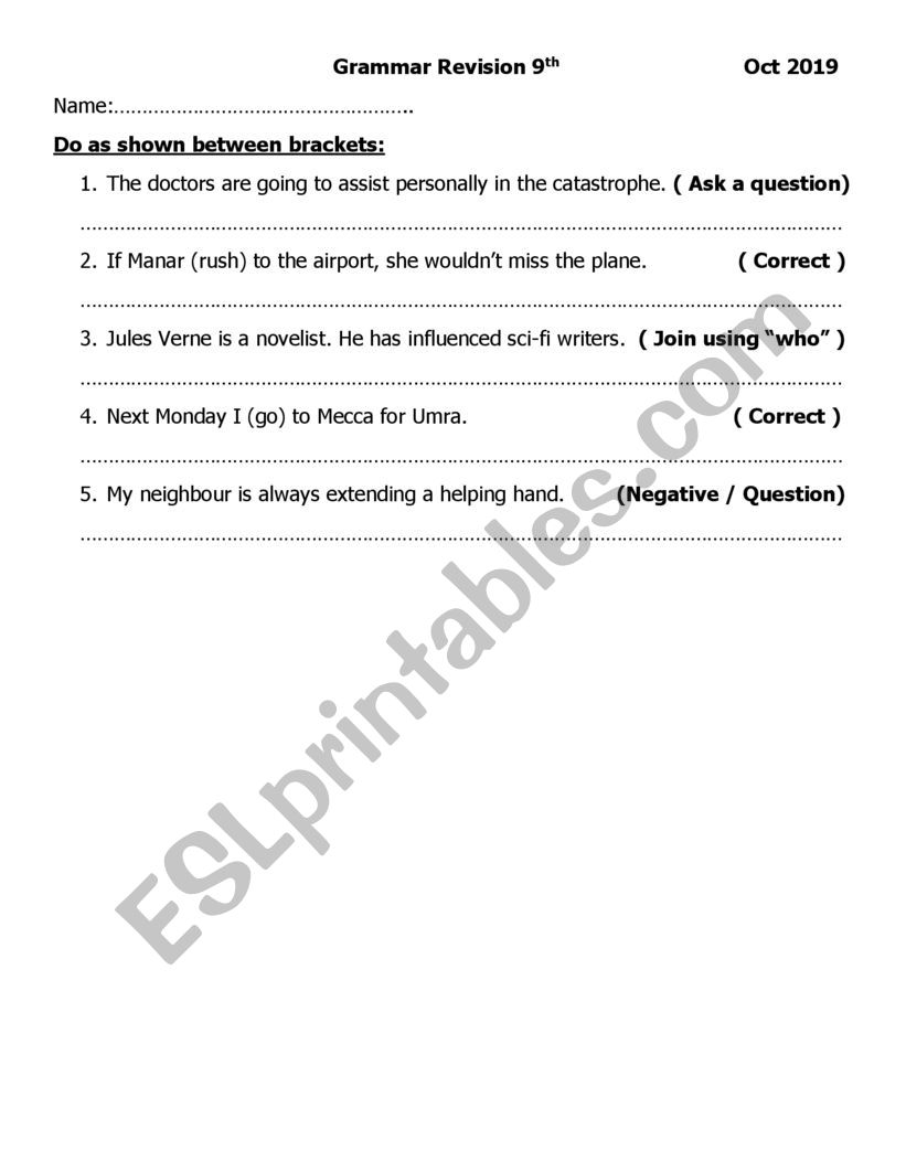 Mixed Grammar exercise worksheet