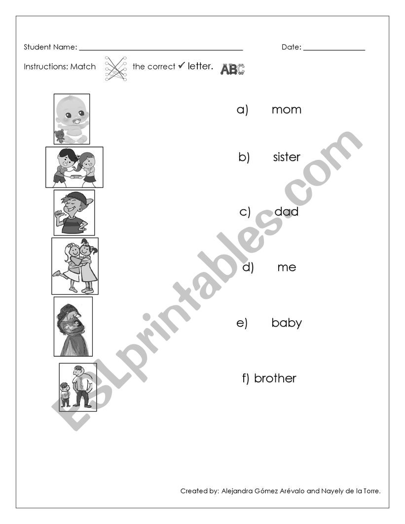 Family members worksheet