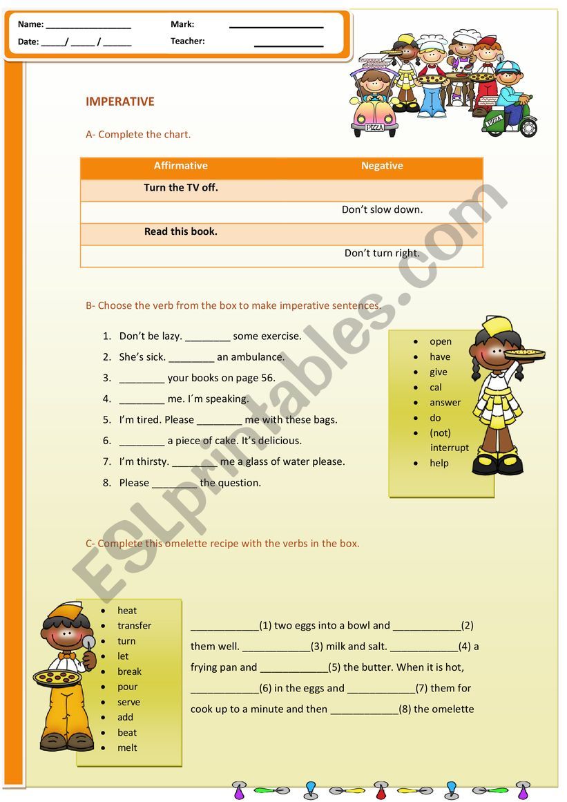 imperative worksheet