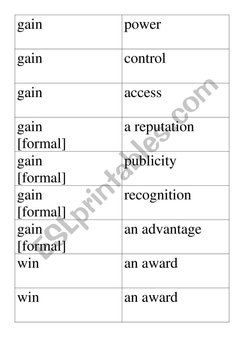 Collocations worksheet