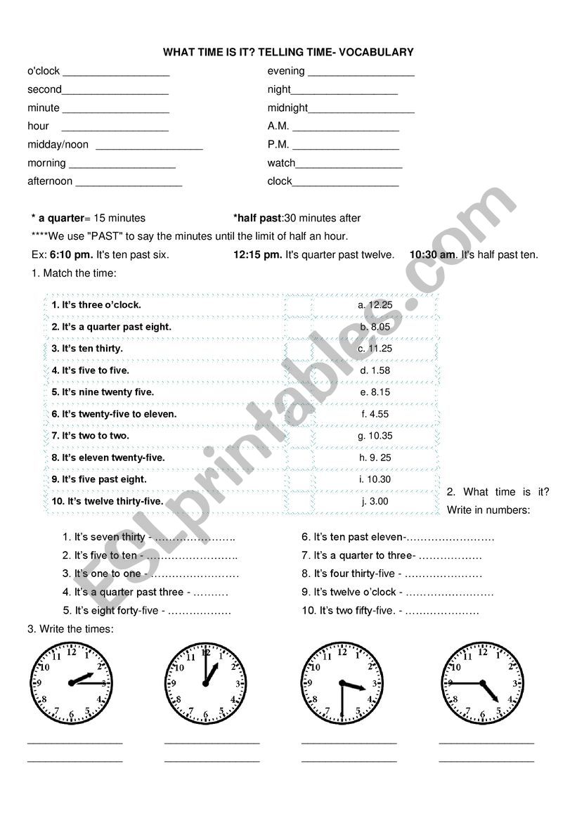 What time is it? worksheet