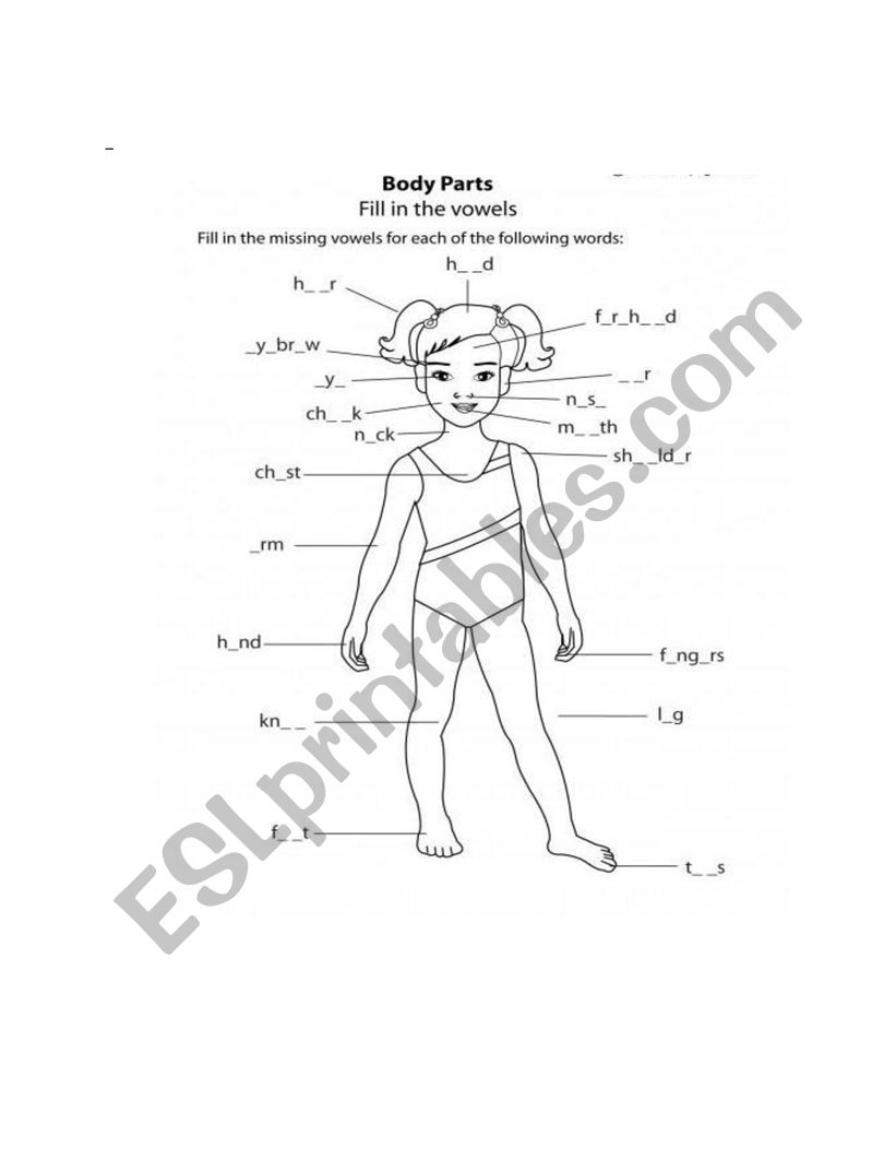 body part worksheet