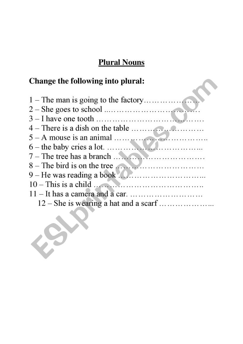 Plural Nouns worksheet