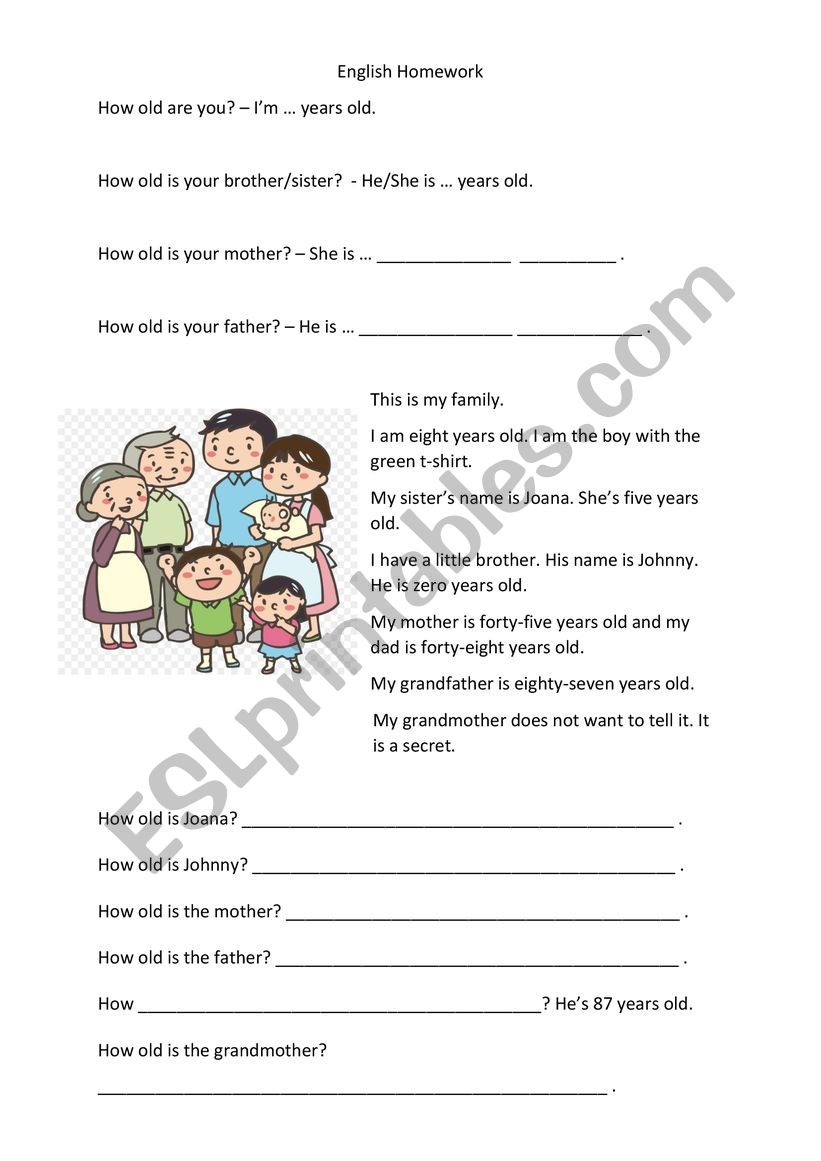How old are you?  worksheet