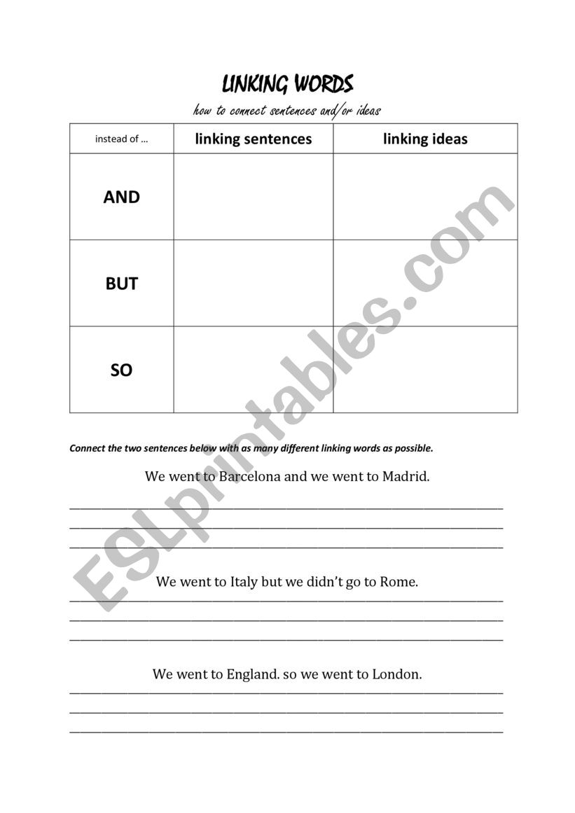 Linking words: connectors worksheet