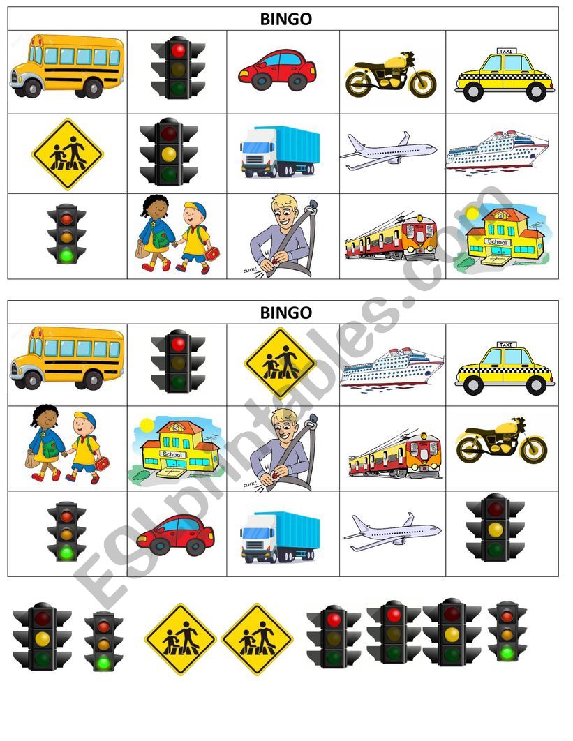 ROAD SAFETY/ TRANSPORTATION BINGO