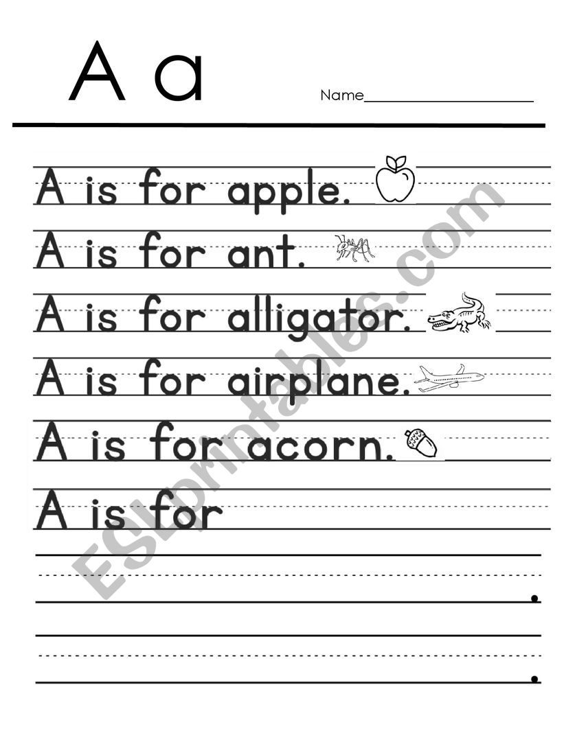 A is for.... - ESL worksheet by Maryann_brooks