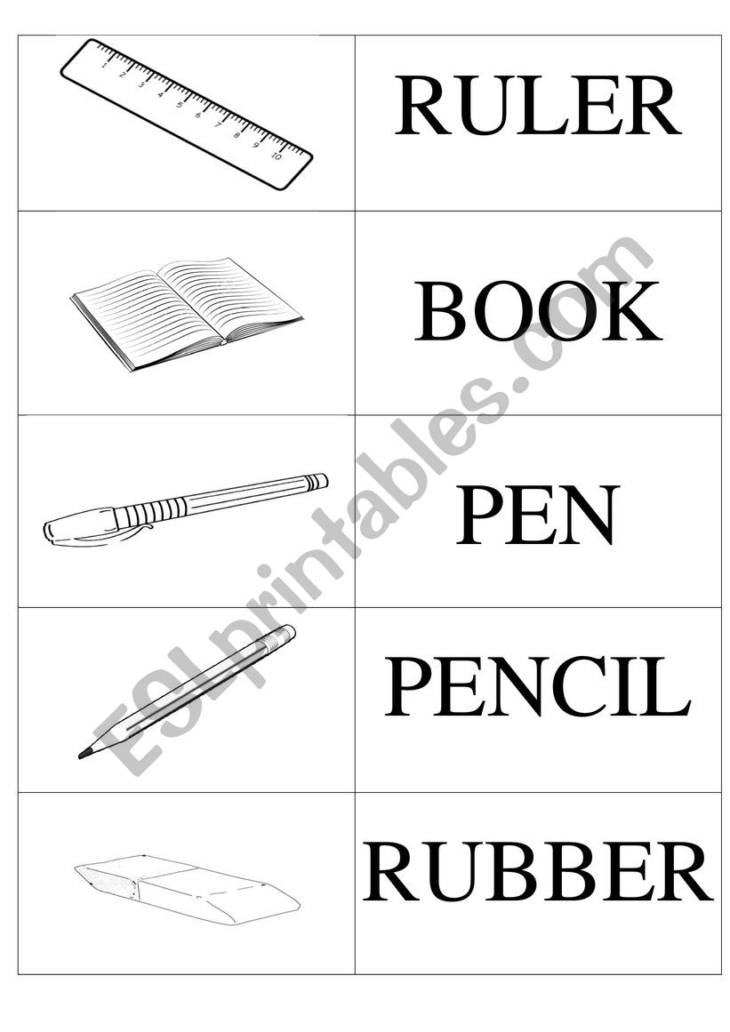 school supplies worksheet