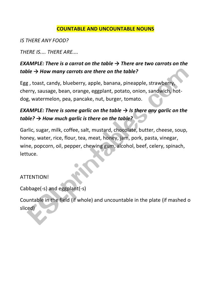 countable and uncountable nouns