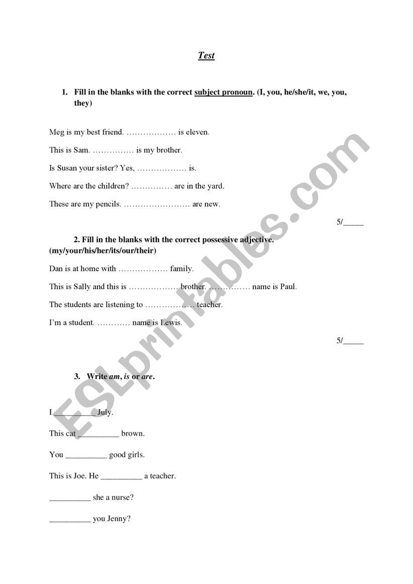 To be test worksheet