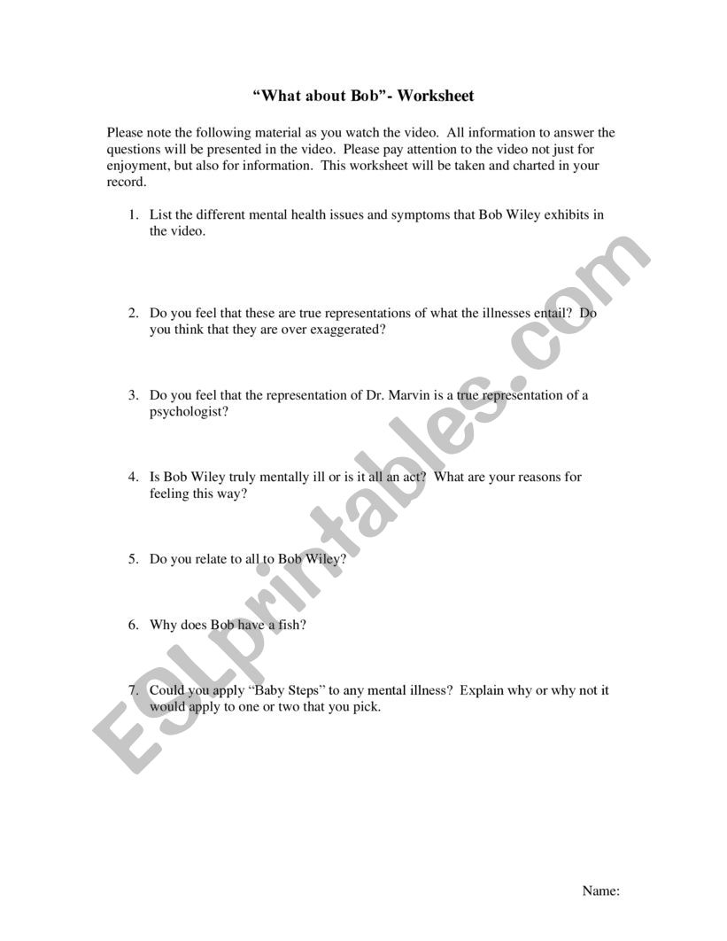 What about Bob? worksheet