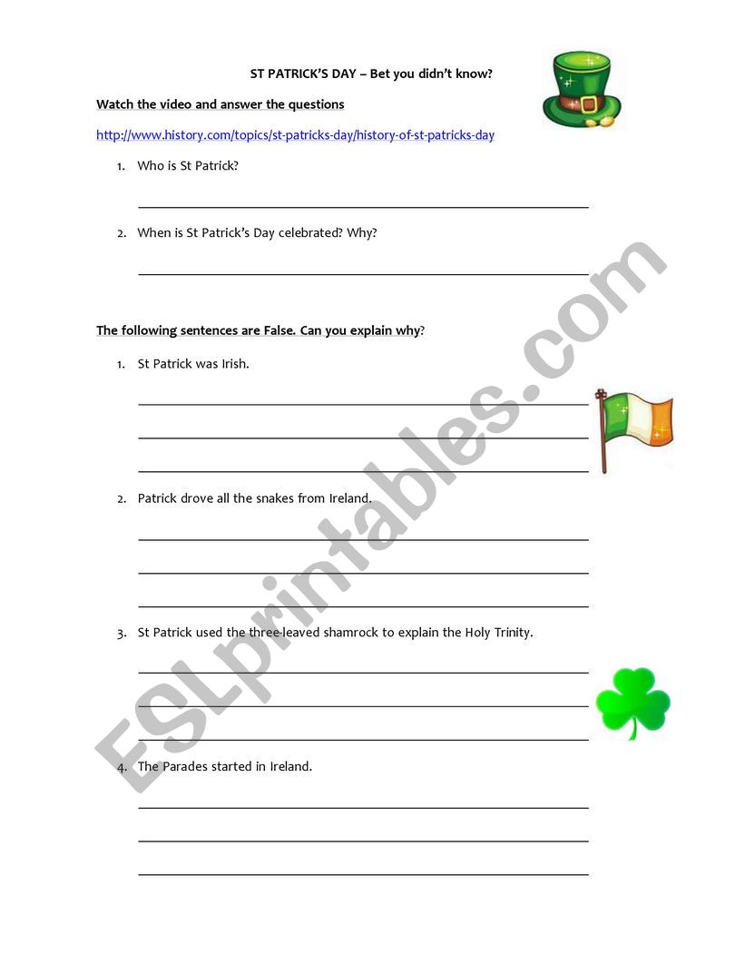 Saint Patrick worksheet