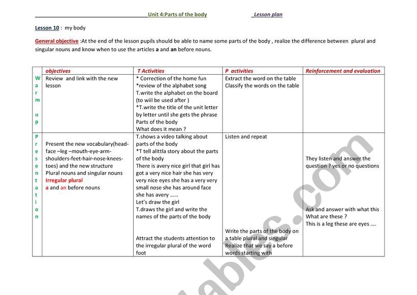 lesson plan worksheet