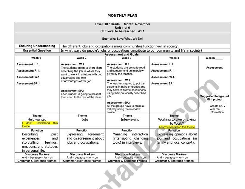 plan worksheet