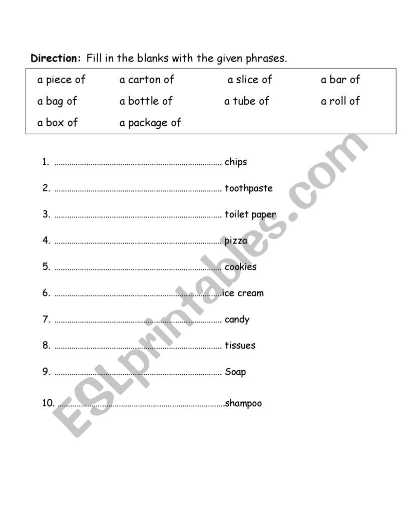 Classifier worksheet