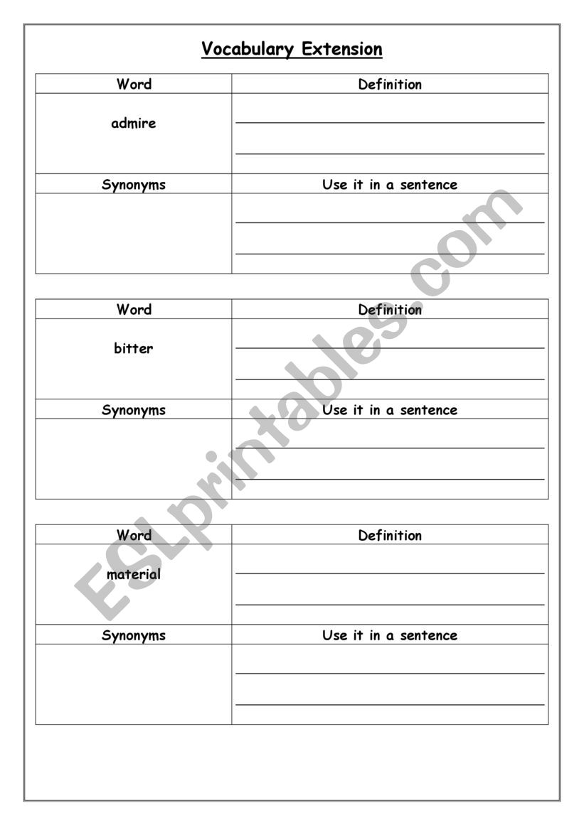 editable vocabulary worksheet worksheet