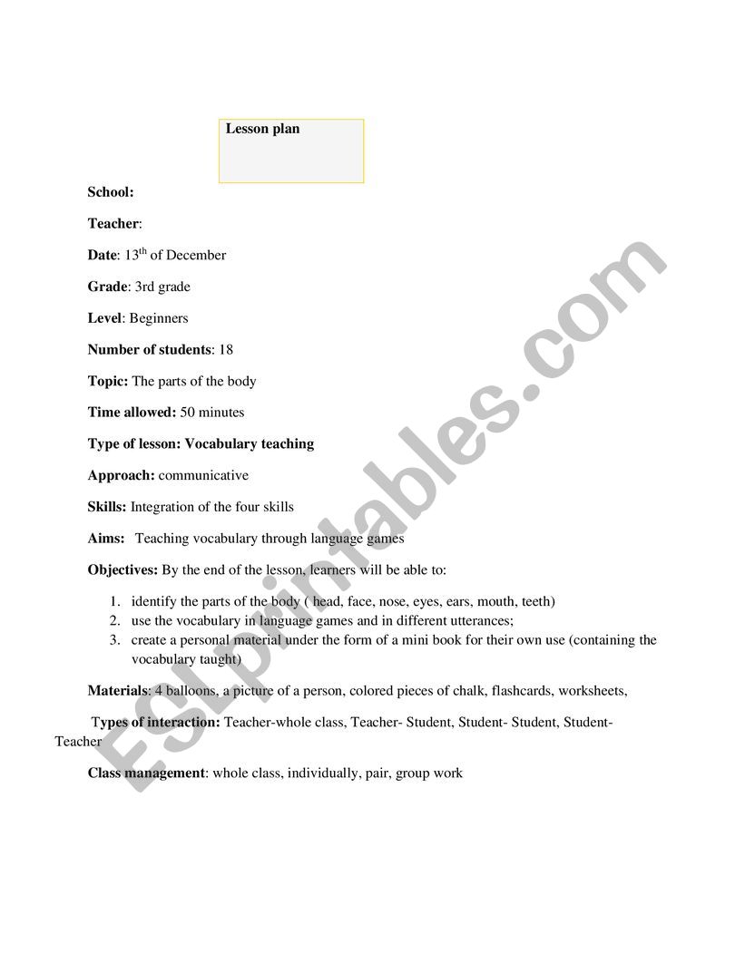 lesson plan worksheet