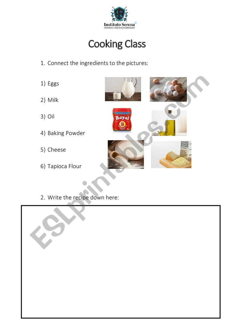 Cooking Class - po de queijo worksheet