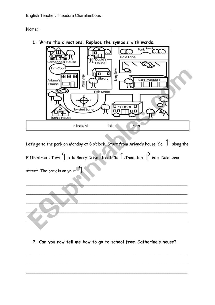 Directions simple worksheet