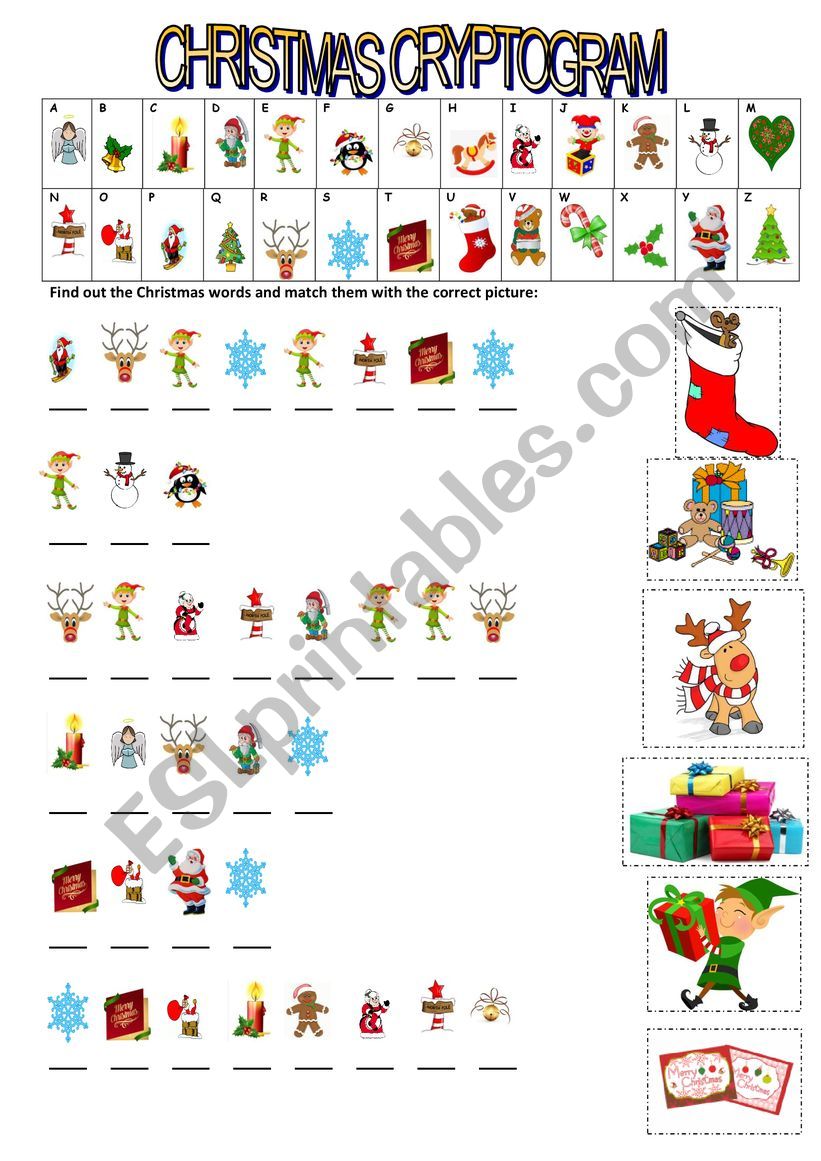 Christmas Cryptogram worksheet