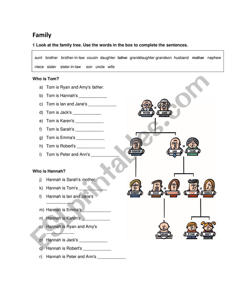 Family Tree Worksheet  worksheet