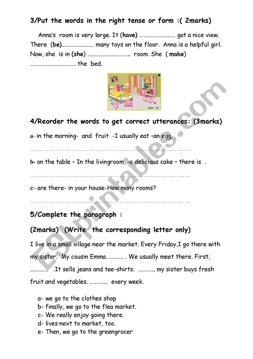 language tasks for 7th form worksheet
