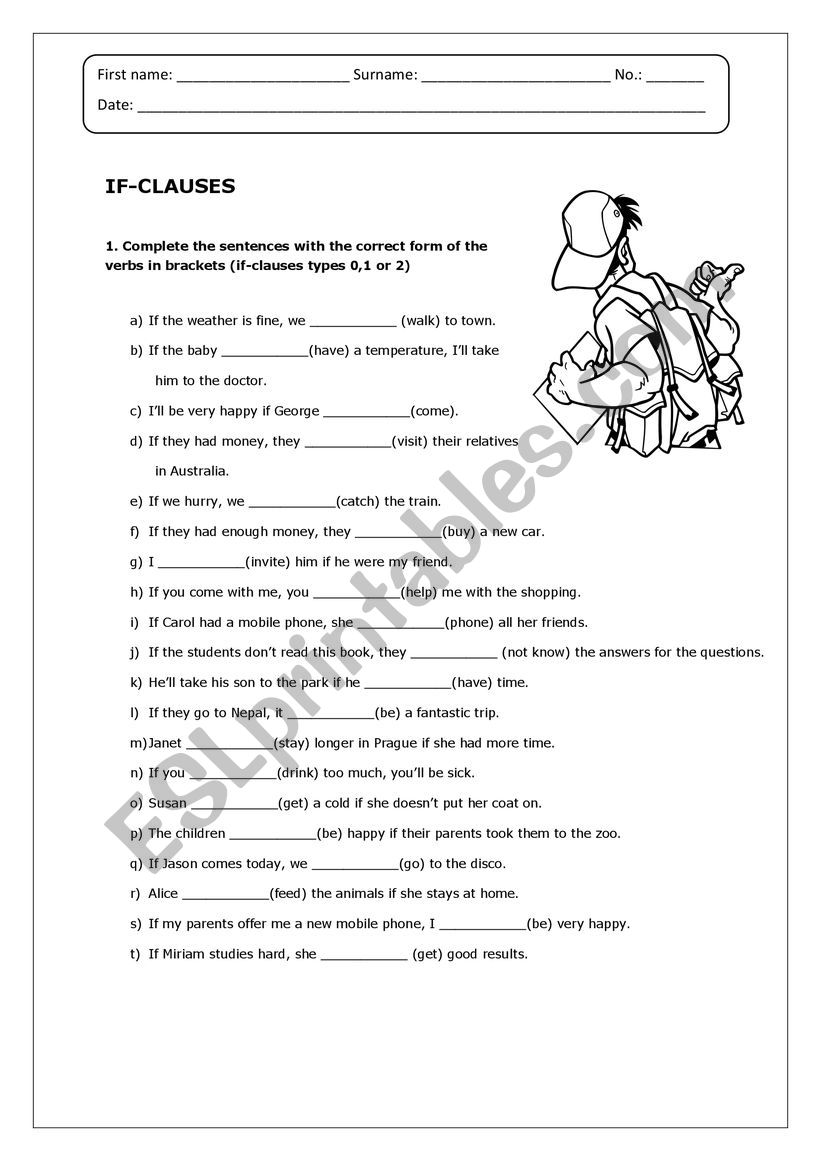 if-clause exercise worksheet