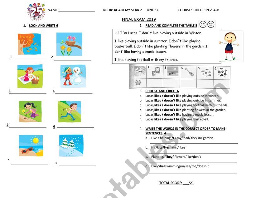 children test worksheet