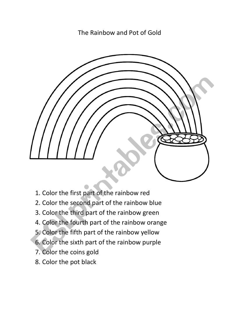 The Rainbow and Pot of Gold worksheet