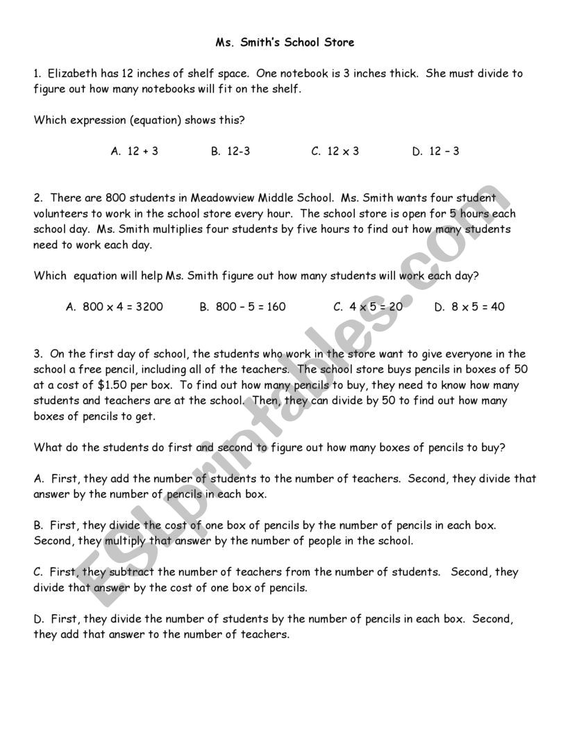 Ms. Smith´s School Store-WIDA Prep - ESL worksheet by smithk8