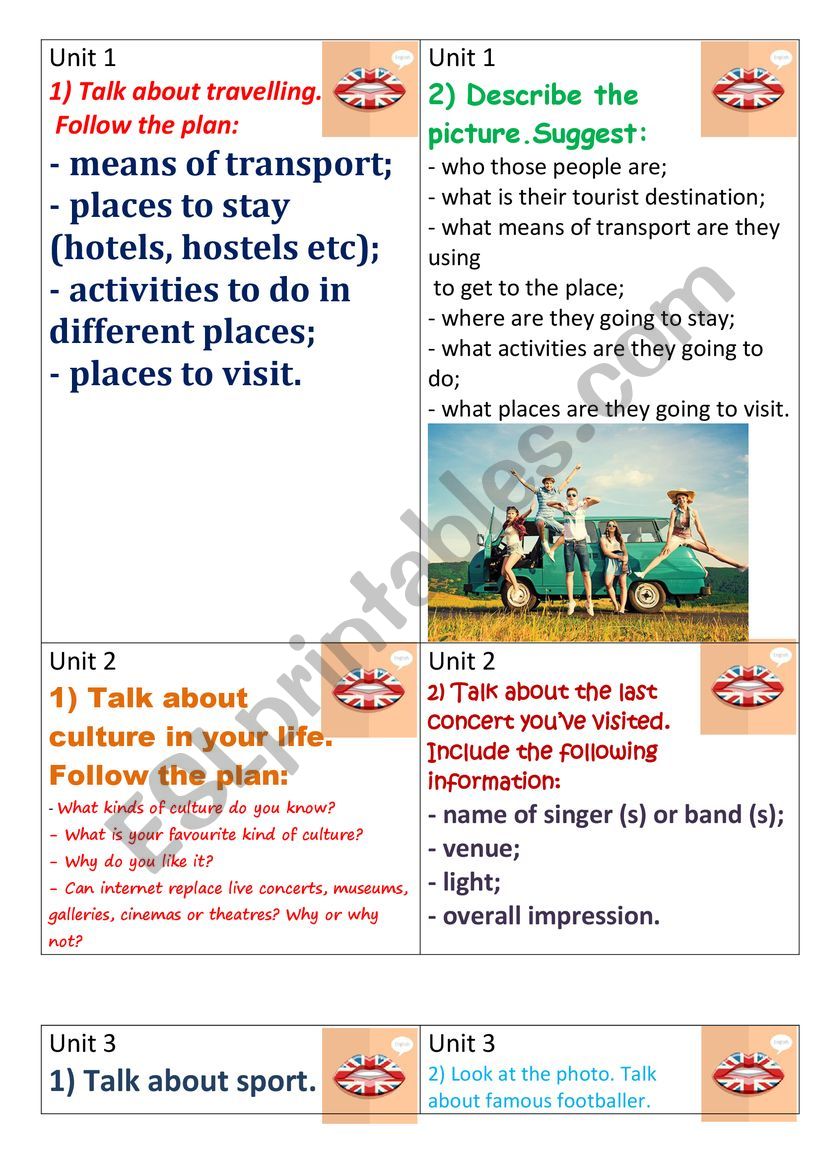 Speaking Cards worksheet