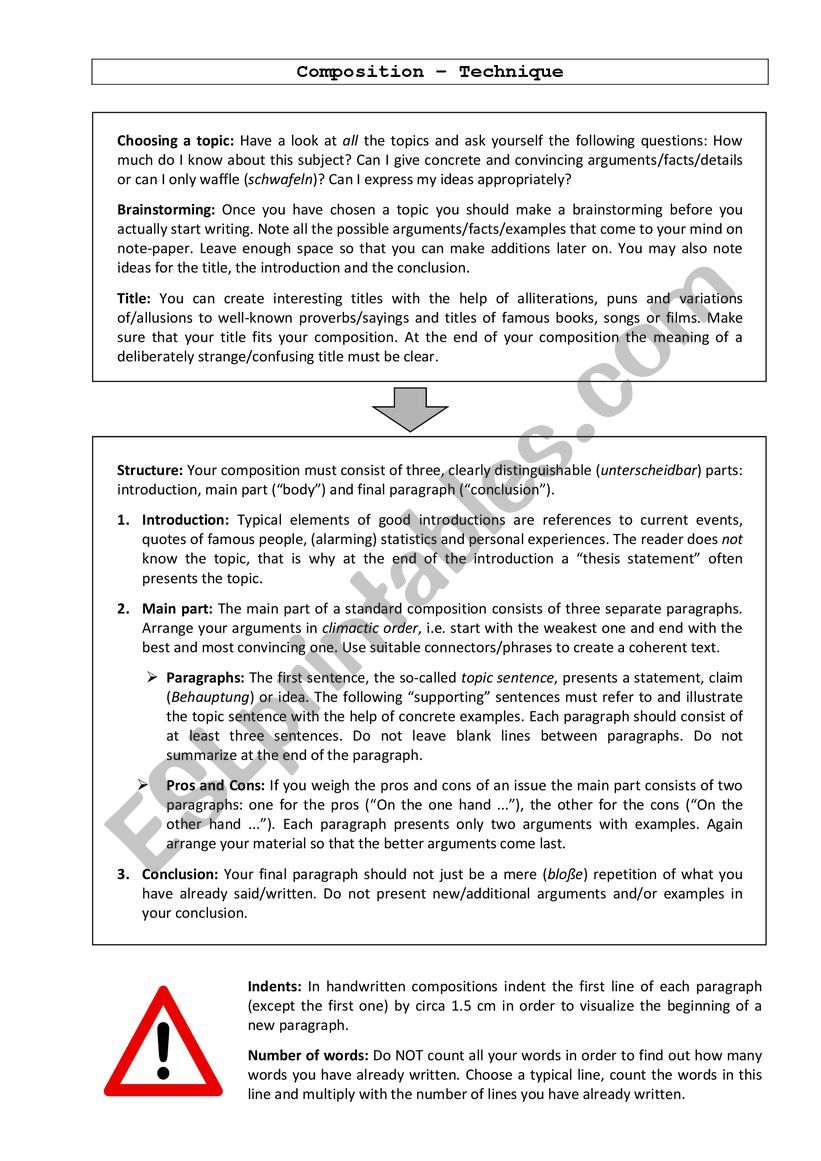 How to structure a comment worksheet