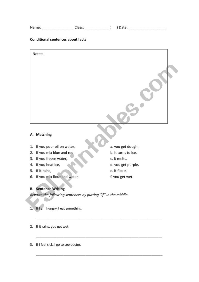 Zero conditional  worksheet