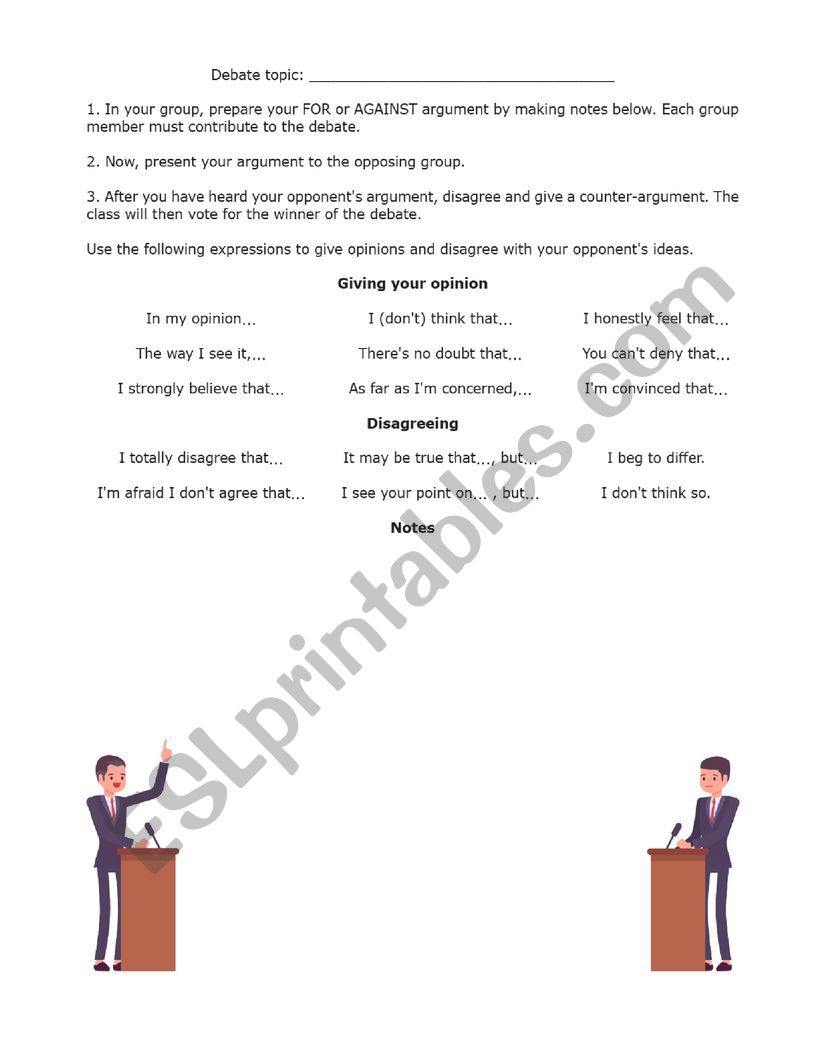 Giving opinion worksheet