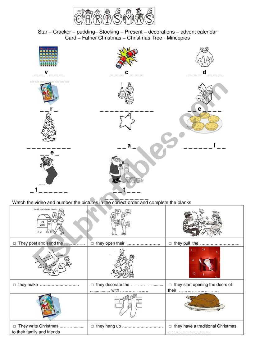 Video: Christmas in Britain worksheet